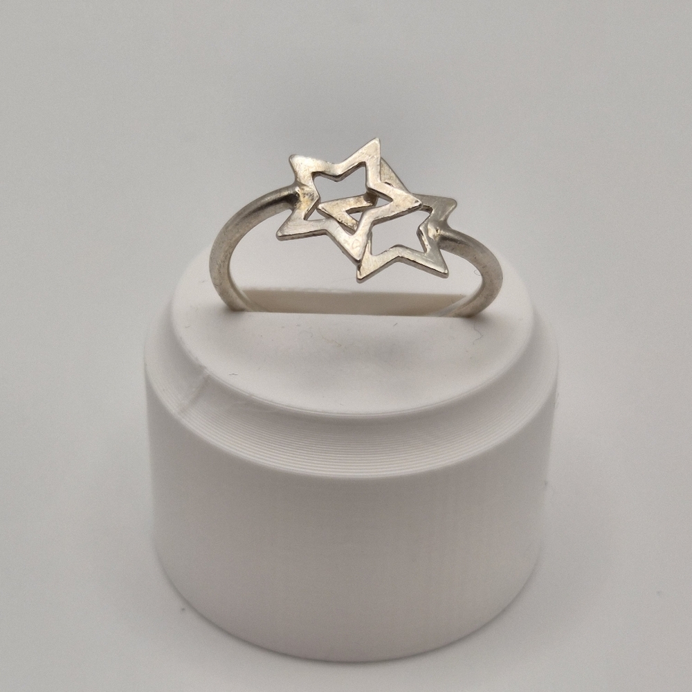 Sterling Silver Double Star Ring - Celestial Boho… - image 1
